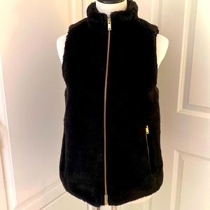 J Crew black teddy vest w gold detail.